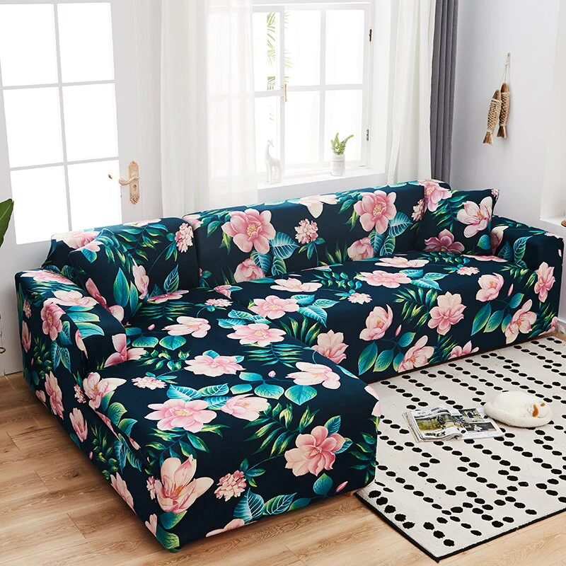 Square Printed L-shape Chaise Longue Slipcovers Sofa Covers for Living Room Sofa Protector Anti-dust Elastic Stretch Covers for Corner Sofa - Image 22