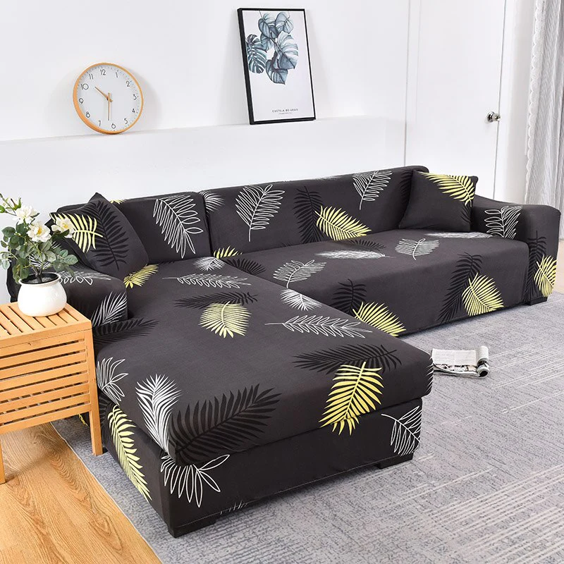 Square Printed L-shape Chaise Longue Slipcovers Sofa Covers for Living Room Sofa Protector Anti-dust Elastic Stretch Covers for Corner Sofa - Image 23