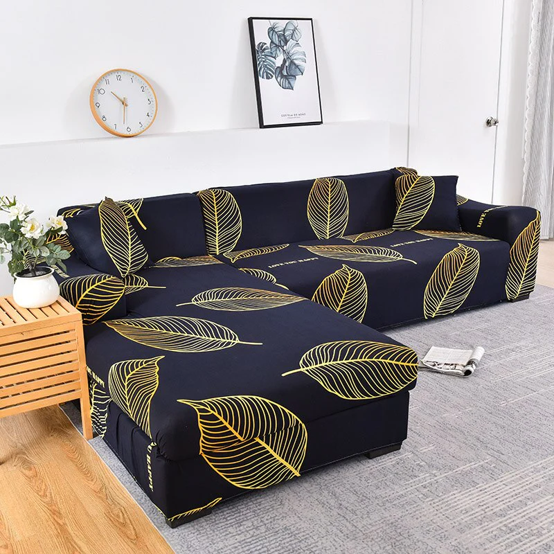 Square Printed L-shape Chaise Longue Slipcovers Sofa Covers for Living Room Sofa Protector Anti-dust Elastic Stretch Covers for Corner Sofa - Image 24