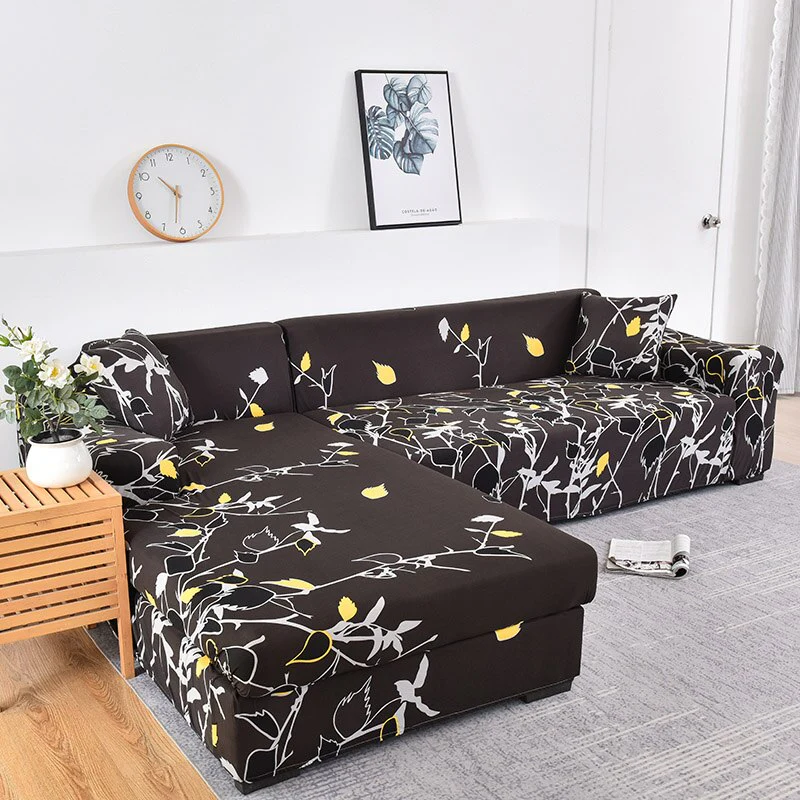 Square Printed L-shape Chaise Longue Slipcovers Sofa Covers for Living Room Sofa Protector Anti-dust Elastic Stretch Covers for Corner Sofa - Image 25