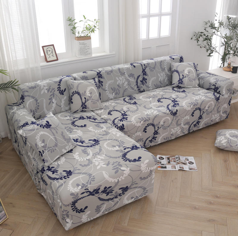 Square Printed L-shape Chaise Longue Slipcovers Sofa Covers for Living Room Sofa Protector Anti-dust Elastic Stretch Covers for Corner Sofa - Image 26