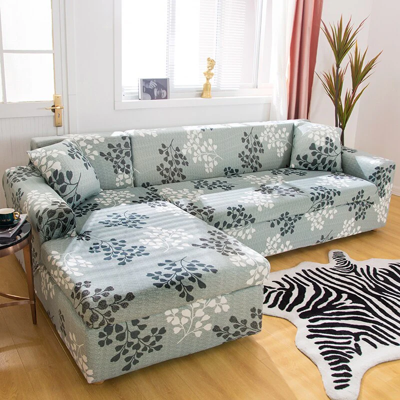 Square Printed L-shape Chaise Longue Slipcovers Sofa Covers for Living Room Sofa Protector Anti-dust Elastic Stretch Covers for Corner Sofa - Image 29