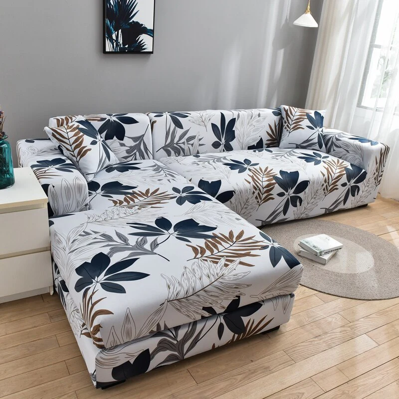 Square Printed L-shape Chaise Longue Slipcovers Sofa Covers for Living Room Sofa Protector Anti-dust Elastic Stretch Covers for Corner Sofa - Image 30