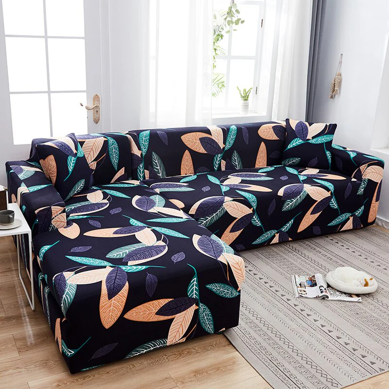 Square Printed L-shape Chaise Longue Slipcovers Sofa Covers for Living Room Sofa Protector Anti-dust Elastic Stretch Covers for Corner Sofa - Image 31