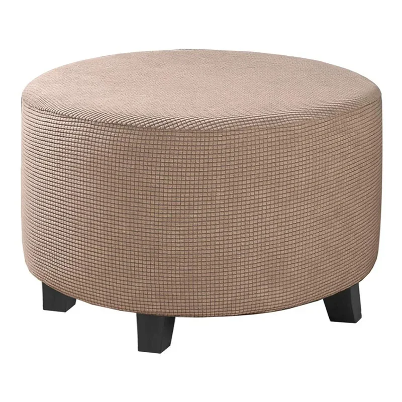 Strength Elastic Round Ottoman Cover All Inclusive Jacquard Footstool Protector Dustproof Round Stool Cover - Image 10