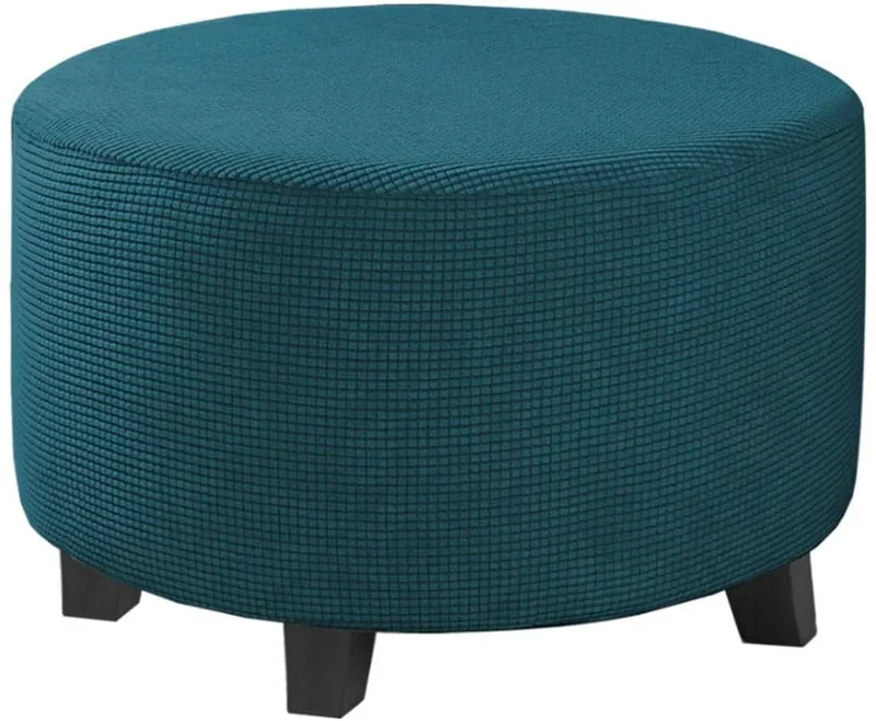 Strength Elastic Round Ottoman Cover All Inclusive Jacquard Footstool Protector Dustproof Round Stool Cover - Image 11