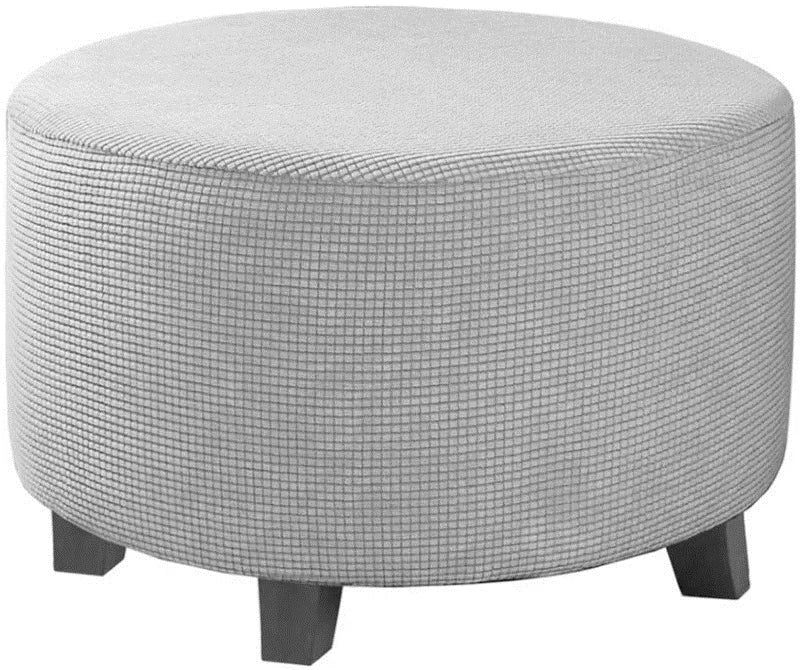 Strength Elastic Round Ottoman Cover All Inclusive Jacquard Footstool Protector Dustproof Round Stool Cover - Image 12