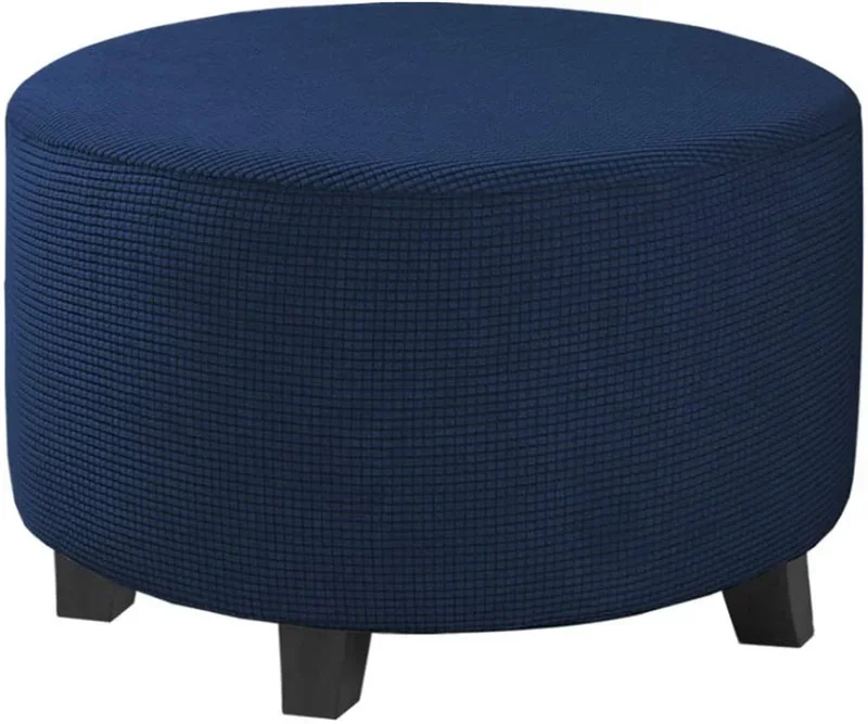Strength Elastic Round Ottoman Cover All Inclusive Jacquard Footstool Protector Dustproof Round Stool Cover - Image 13