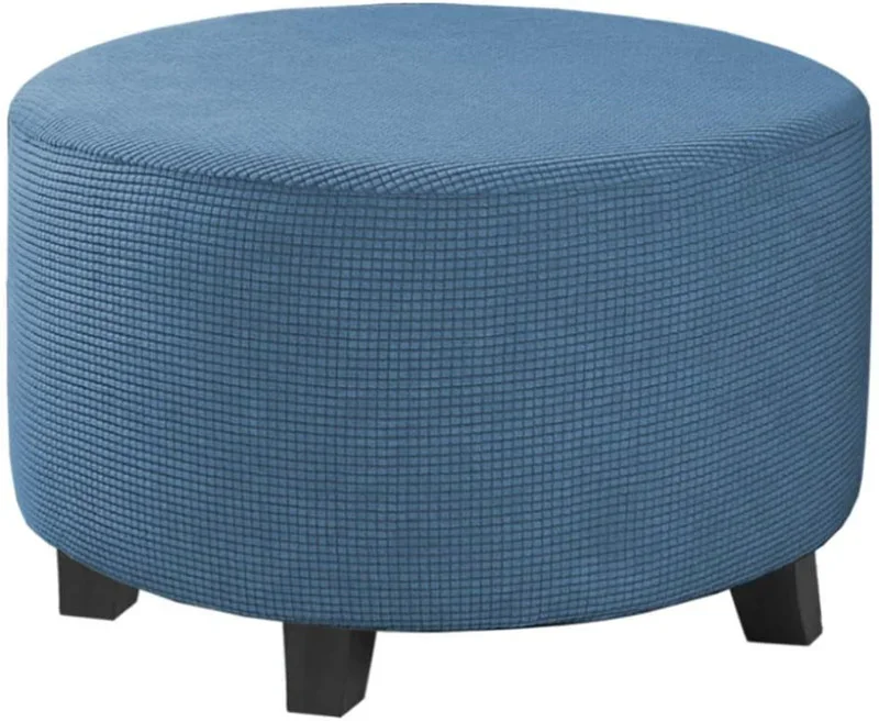 Strength Elastic Round Ottoman Cover All Inclusive Jacquard Footstool Protector Dustproof Round Stool Cover - Image 14
