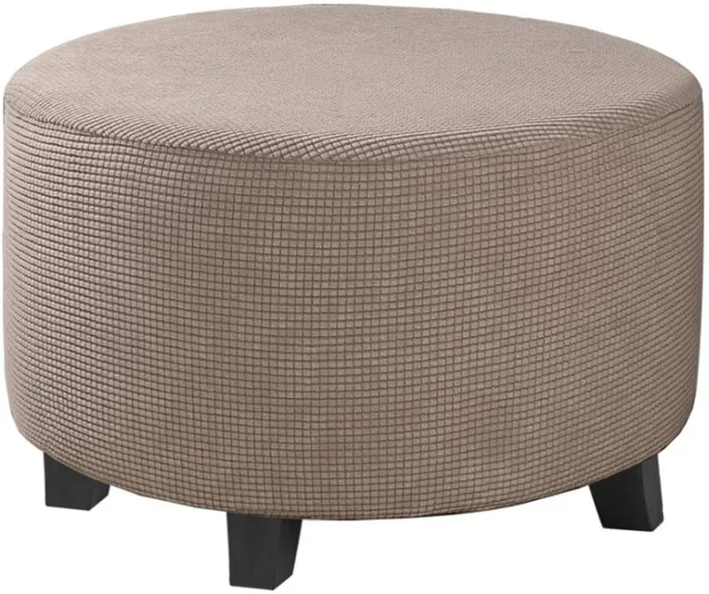 Strength Elastic Round Ottoman Cover All Inclusive Jacquard Footstool Protector Dustproof Round Stool Cover - Image 15