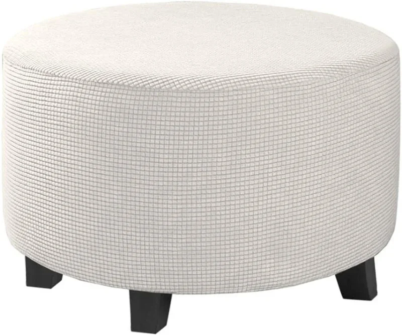 Strength Elastic Round Ottoman Cover All Inclusive Jacquard Footstool Protector Dustproof Round Stool Cover - Image 16