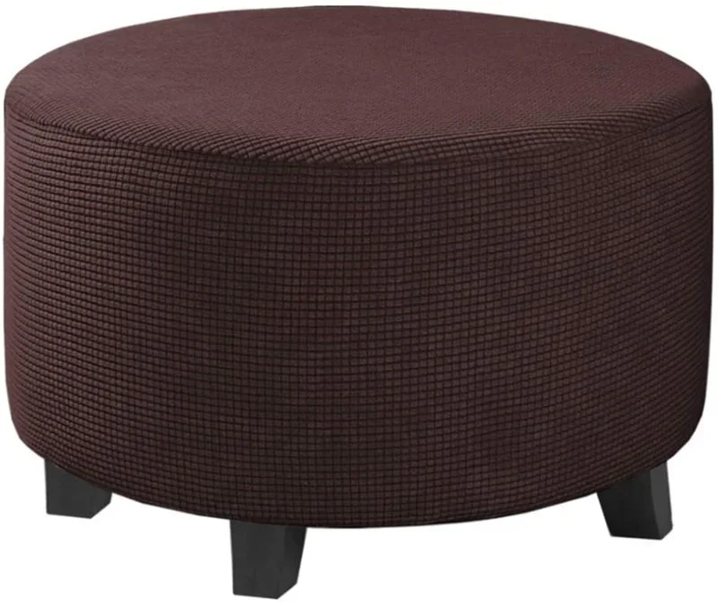 Strength Elastic Round Ottoman Cover All Inclusive Jacquard Footstool Protector Dustproof Round Stool Cover - Image 18