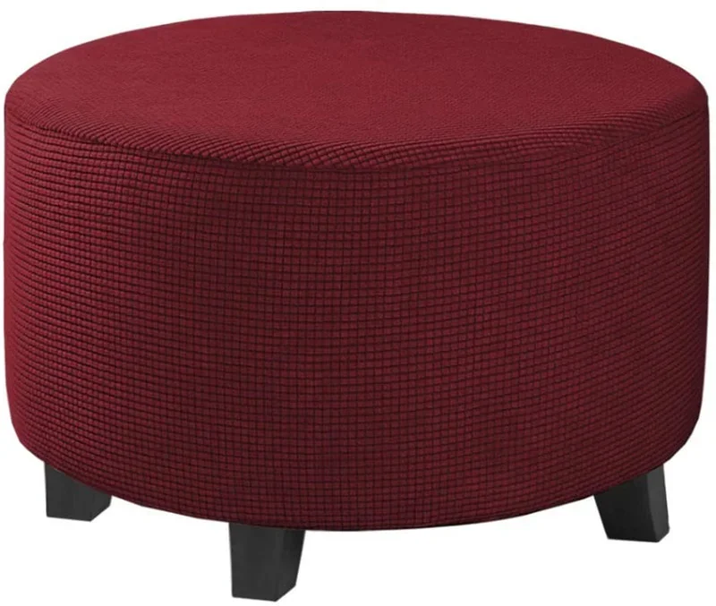 Strength Elastic Round Ottoman Cover All Inclusive Jacquard Footstool Protector Dustproof Round Stool Cover - Image 19