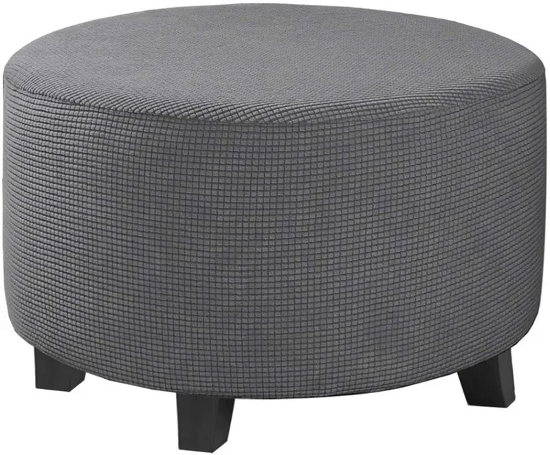 Strength Elastic Round Ottoman Cover All Inclusive Jacquard Footstool Protector Dustproof Round Stool Cover - Image 20