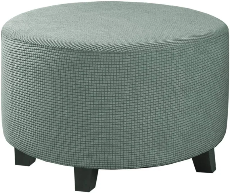 Strength Elastic Round Ottoman Cover All Inclusive Jacquard Footstool Protector Dustproof Round Stool Cover - Image 9