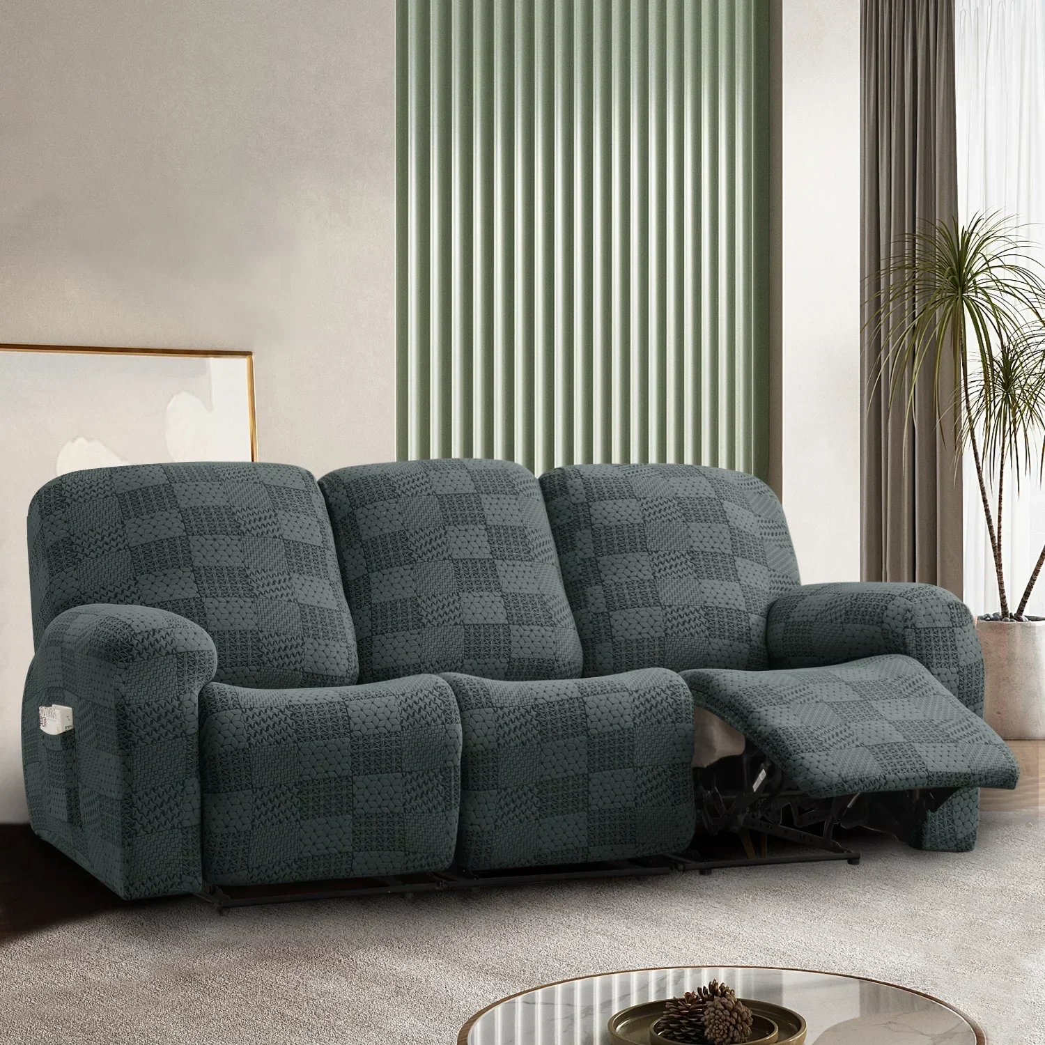 Stretch Recliner Sofa Covers 3-Seater Thick Jacquard Recliner Sofa Couch Cover Arm Sofa Slipcover Pet Protector Washable - Image 11