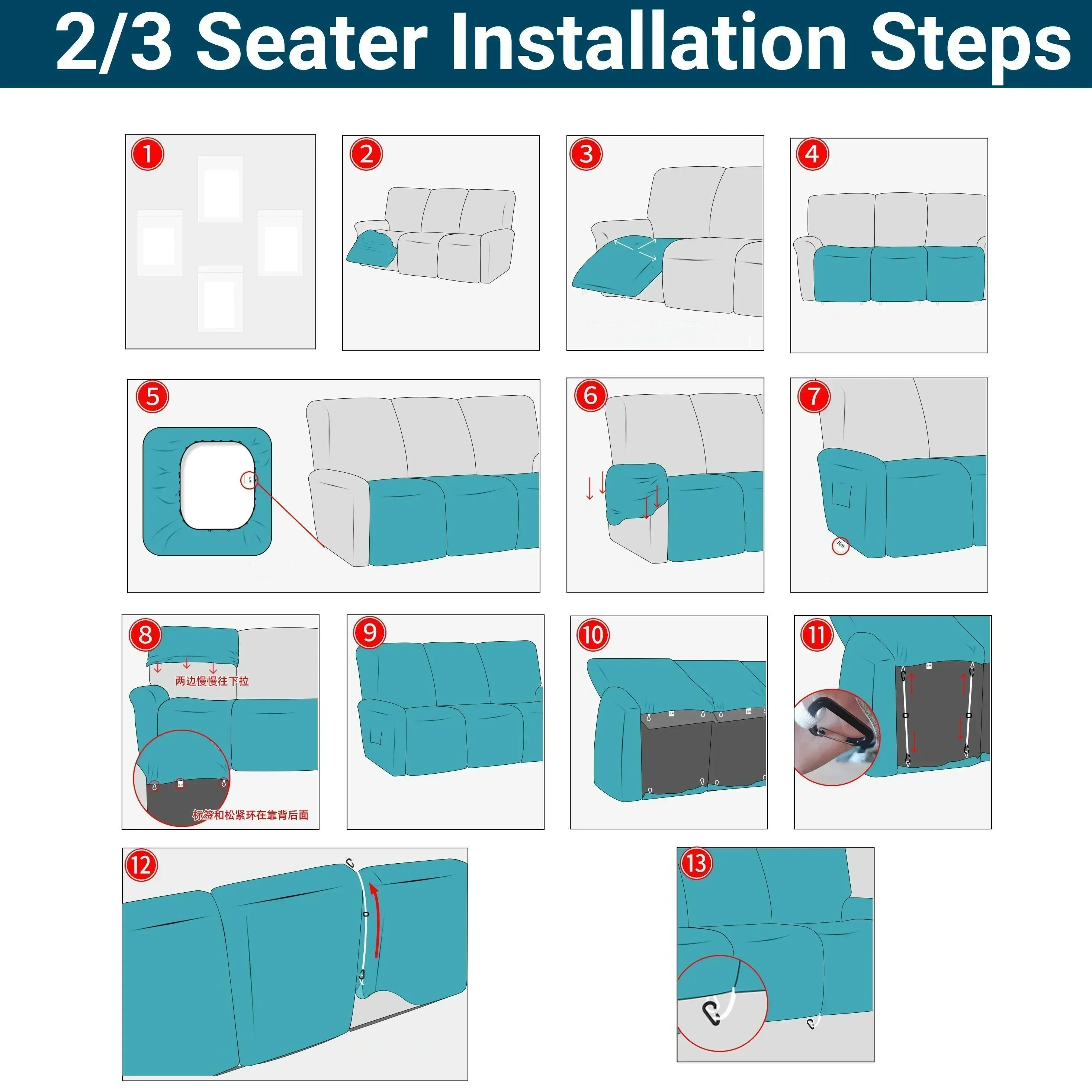 Stretch Recliner Sofa Covers 3-Seater Thick Jacquard Recliner Sofa Couch Cover Arm Sofa Slipcover Pet Protector Washable - Image 3