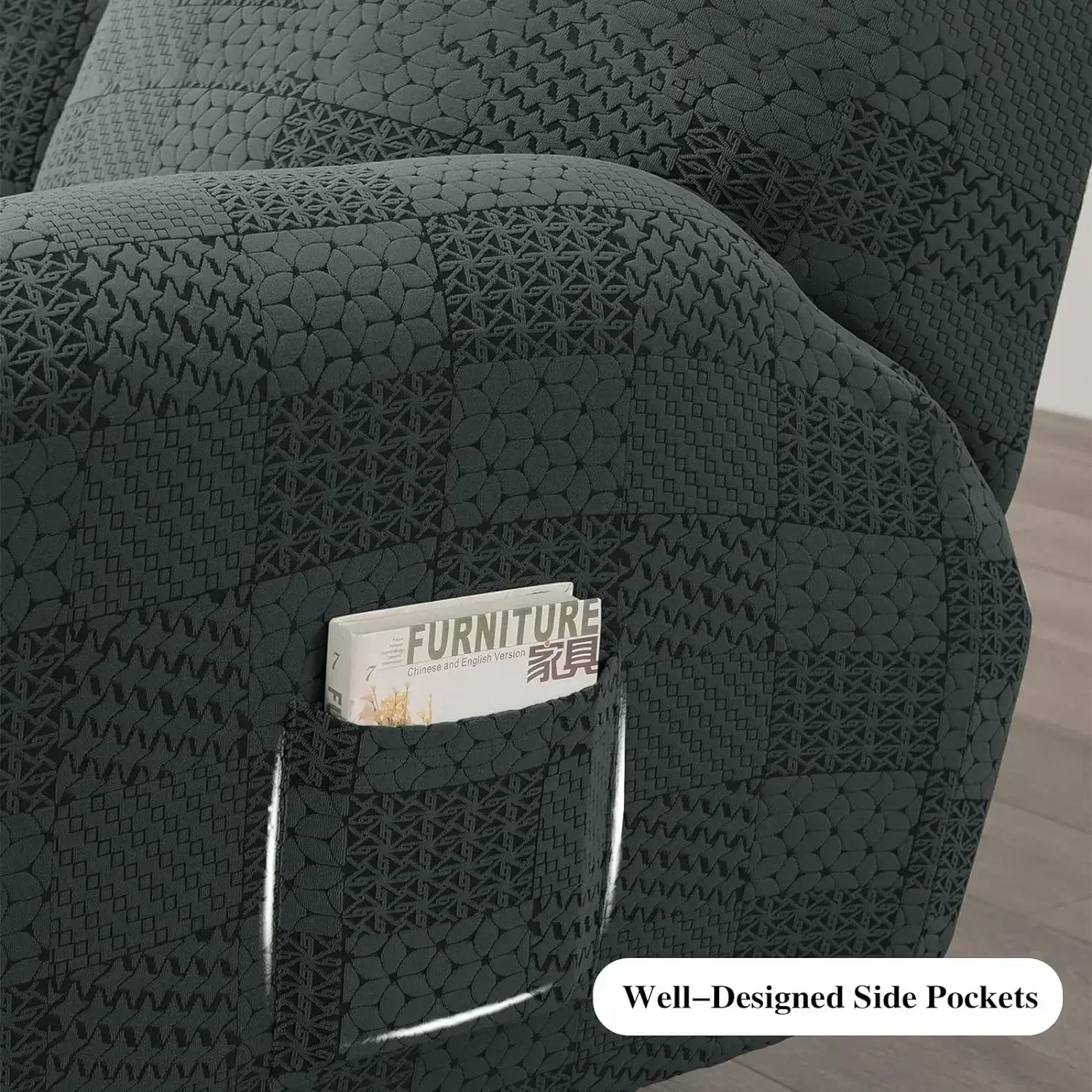 Stretch Recliner Sofa Covers 3-Seater Thick Jacquard Recliner Sofa Couch Cover Arm Sofa Slipcover Pet Protector Washable - Image 6