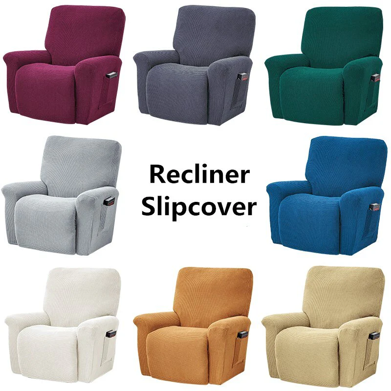 Stretch Recliner Sofa Covers Slipcovers Durable Soft High Stretch Jacquard Sofa Cover Polyester Fiber Solid Color For Rechiner Chair Cover - Image 3