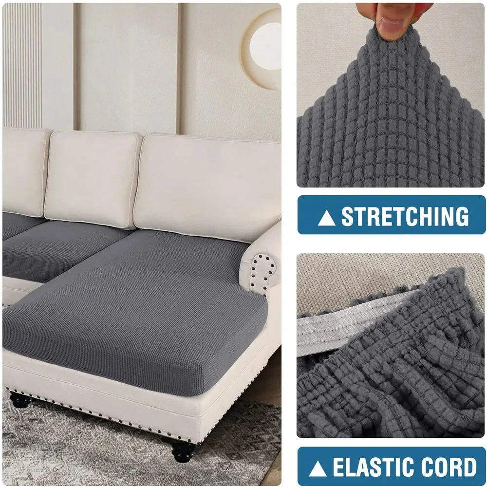 Stretch Sofa Seat Cushion Covers Thick Jacquard Couch Cushion Covers Sectional Seat Slipcovers Armchair Anti Cat Paw Textured - Image 6