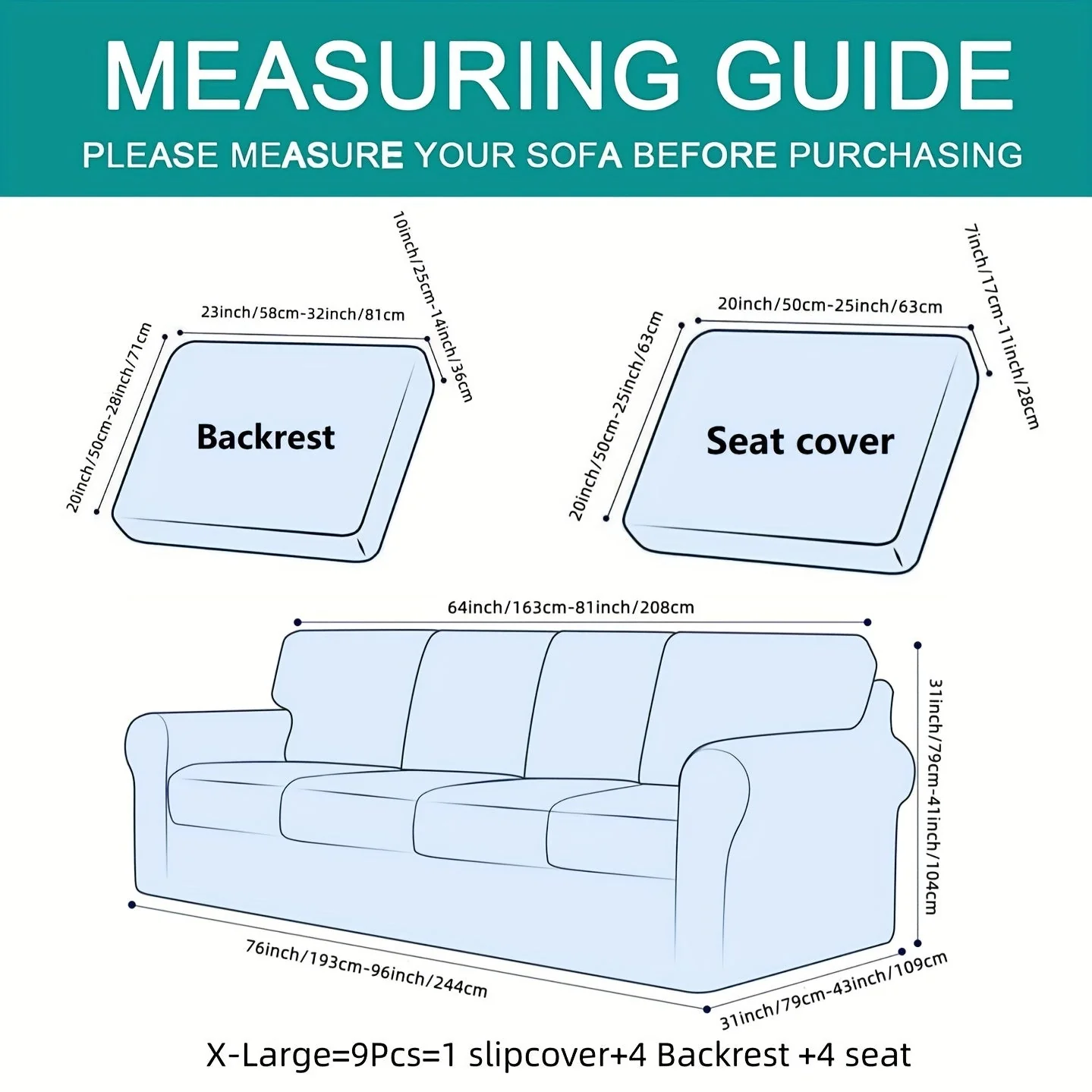 Stretch Sofa Slipcover With Cushion Covers Sets Couch Cover Sets Backrest Cushion Covers Furniture Protector - Image 4