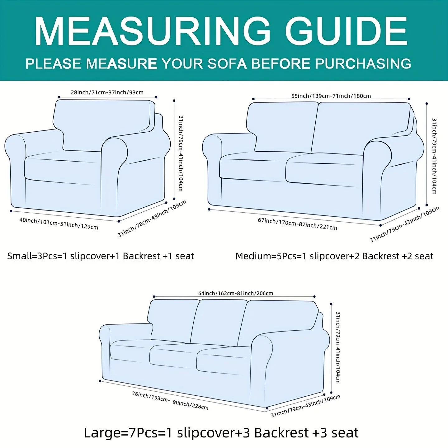 Stretch Sofa Slipcover With Cushion Covers Sets Couch Cover Sets Backrest Cushion Covers Furniture Protector - Image 6