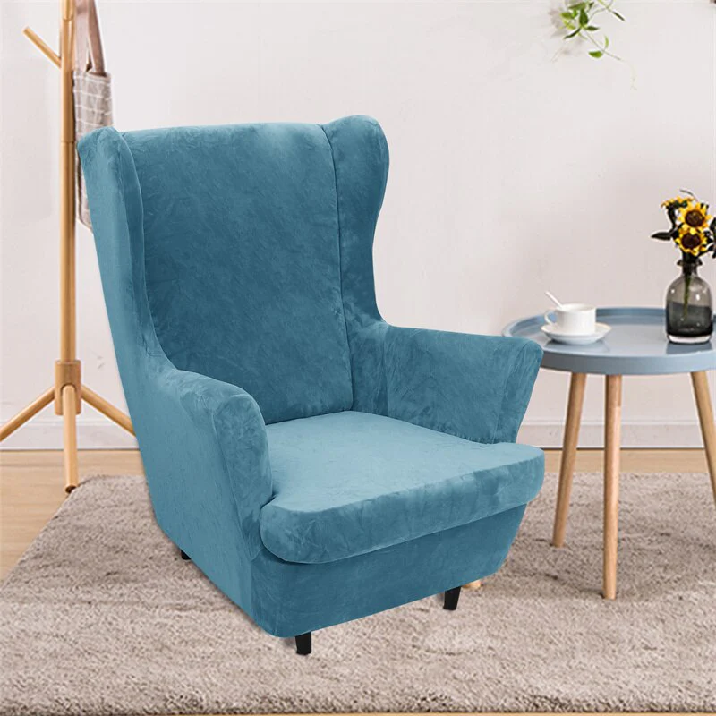 Super Soft Velvet Wing Chair Cover Stretch Armchair Covers Washable Removable Non Slip Sofa Slipcovers with Seat Cushion Cover - Image 10