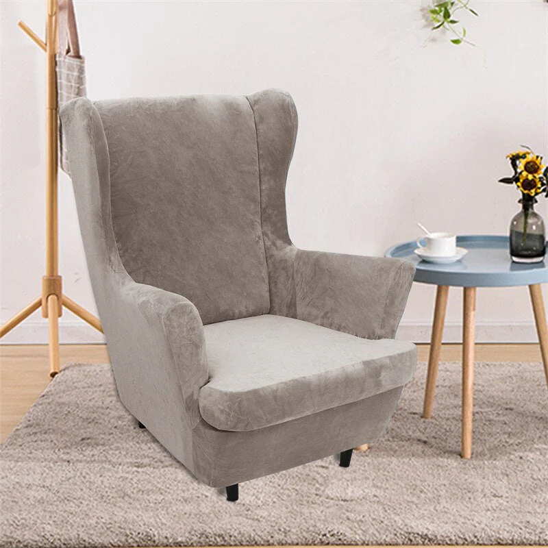 Super Soft Velvet Wing Chair Cover Stretch Armchair Covers Washable Removable Non Slip Sofa Slipcovers with Seat Cushion Cover - Image 11