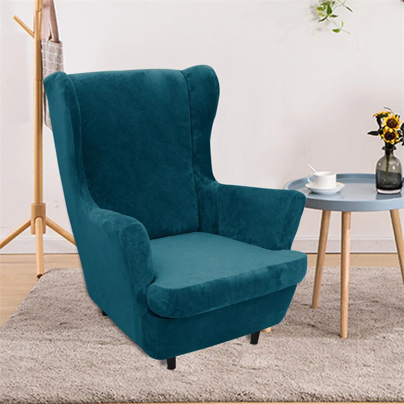 Super Soft Velvet Wing Chair Cover Stretch Armchair Covers Washable Removable Non Slip Sofa Slipcovers with Seat Cushion Cover - Image 12
