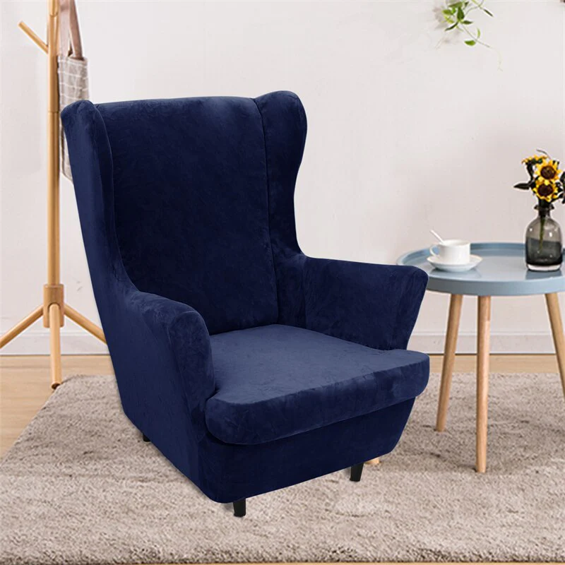 Super Soft Velvet Wing Chair Cover Stretch Armchair Covers Washable Removable Non Slip Sofa Slipcovers with Seat Cushion Cover - Image 14