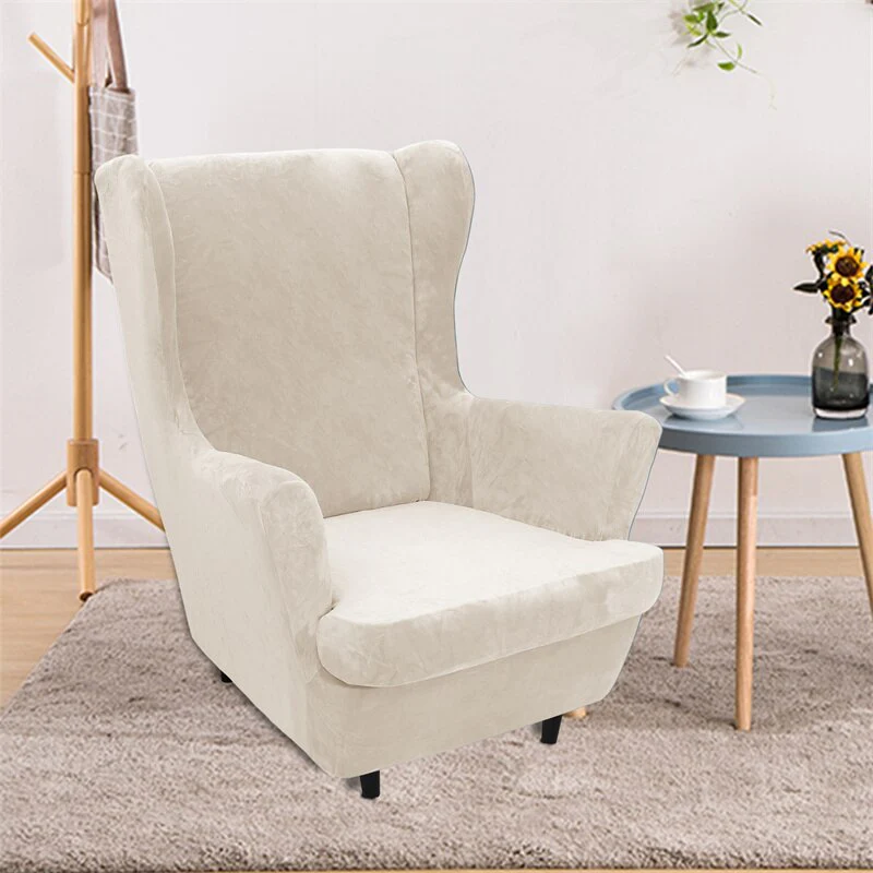 Super Soft Velvet Wing Chair Cover Stretch Armchair Covers Washable Removable Non Slip Sofa Slipcovers with Seat Cushion Cover - Image 15