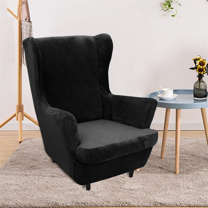 Super Soft Velvet Wing Chair Cover Stretch Armchair Covers Washable Removable Non Slip Sofa Slipcovers with Seat Cushion Cover - Image 17