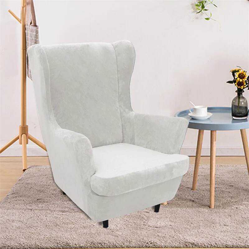 Super Soft Velvet Wing Chair Cover Stretch Armchair Covers Washable Removable Non Slip Sofa Slipcovers with Seat Cushion Cover - Image 18