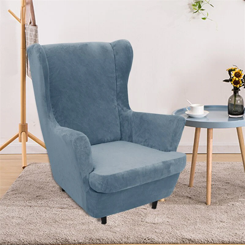 Super Soft Velvet Wing Chair Cover Stretch Armchair Covers Washable Removable Non Slip Sofa Slipcovers with Seat Cushion Cover - Image 7