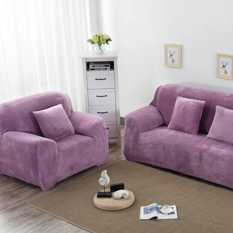 Thick Velvet Sofa Covers for Couch Cover Super Stretch Non Slip Couch Cover Friendly Elastic Furniture Protector Plush Sofa Slipcovers - Image 20