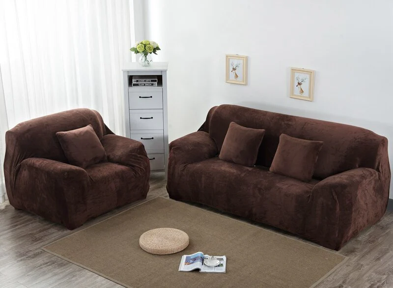 Thick Velvet Sofa Covers for Couch Cover Super Stretch Non Slip Couch Cover Friendly Elastic Furniture Protector Plush Sofa Slipcovers - Image 8