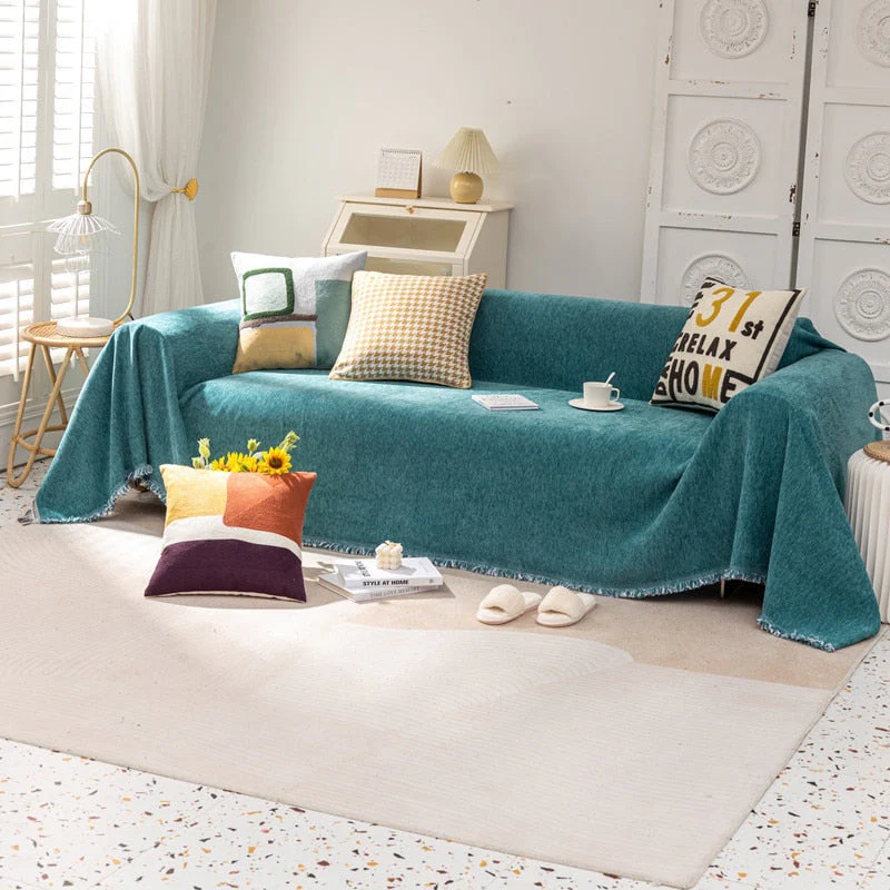 Thicken Chenille Sofa Throw Cover With Tassel Slipcovers Anti Cat Scratch Furniture Protector Bedspread Couch Towel Full Cover Blanket - Image 11