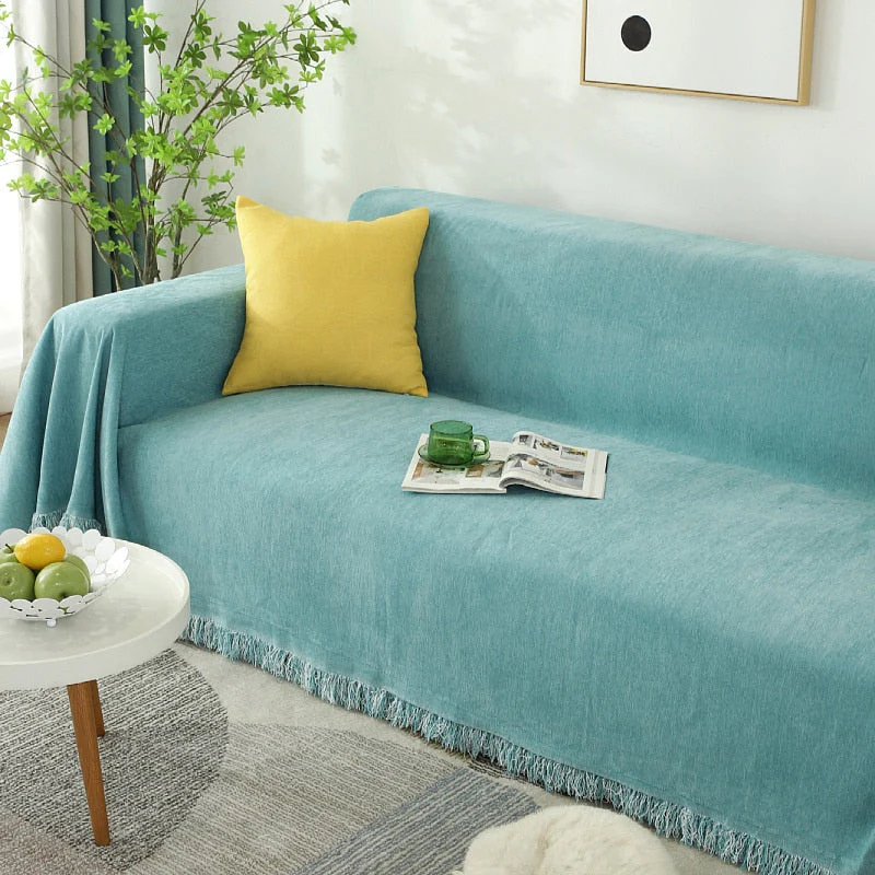 Thicken Chenille Sofa Throw Cover With Tassel Slipcovers Anti Cat Scratch Furniture Protector Bedspread Couch Towel Full Cover Blanket - Image 14
