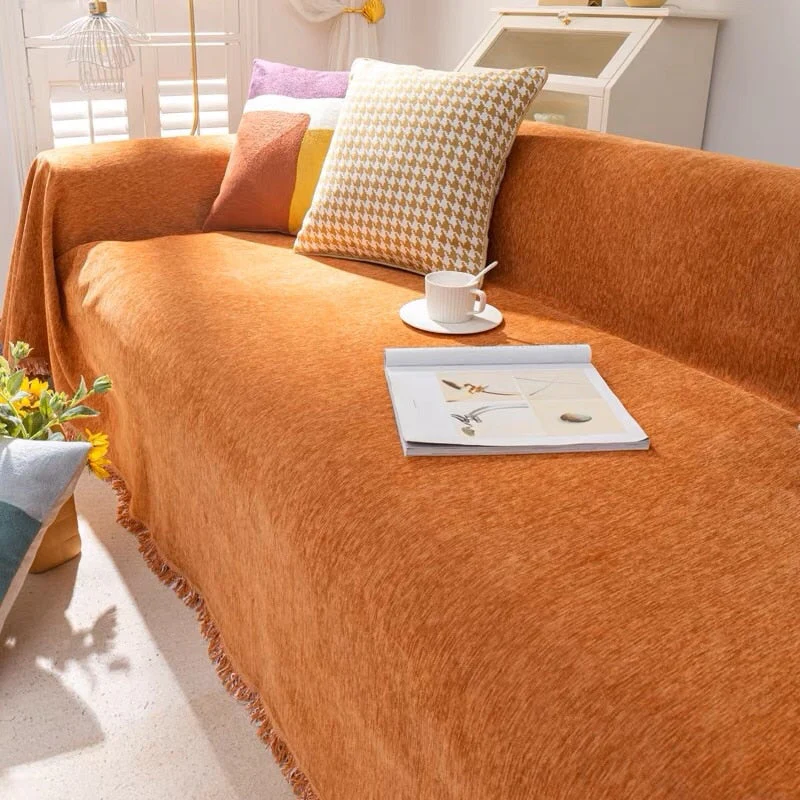 Thicken Chenille Sofa Throw Cover With Tassel Slipcovers Anti Cat Scratch Furniture Protector Bedspread Couch Towel Full Cover Blanket - Image 3