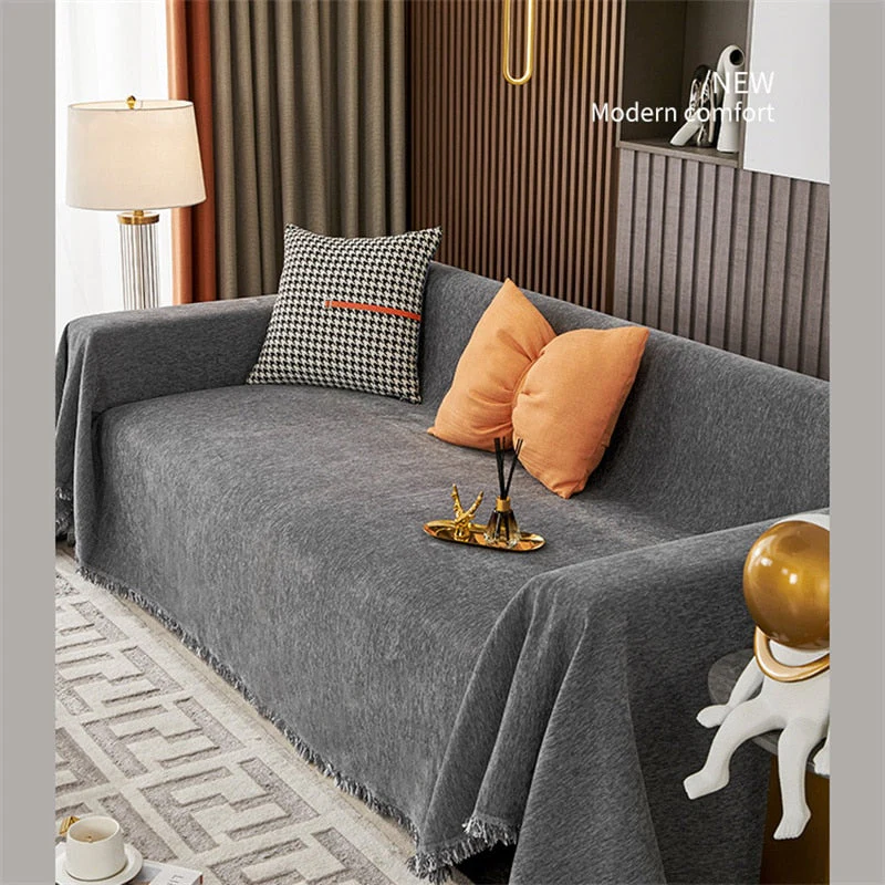 Thicken Chenille Sofa Throw Cover With Tassel Slipcovers Anti Cat Scratch Furniture Protector Bedspread Couch Towel Full Cover Blanket - Image 4