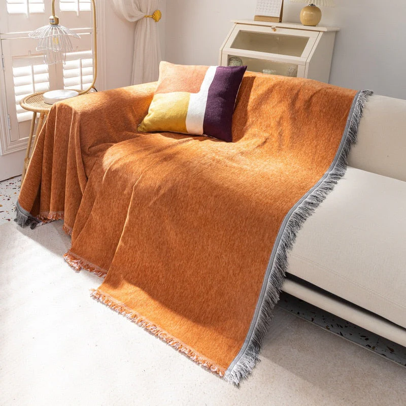 Thicken Chenille Sofa Throw Cover With Tassel Slipcovers Anti Cat Scratch Furniture Protector Bedspread Couch Towel Full Cover Blanket - Image 7
