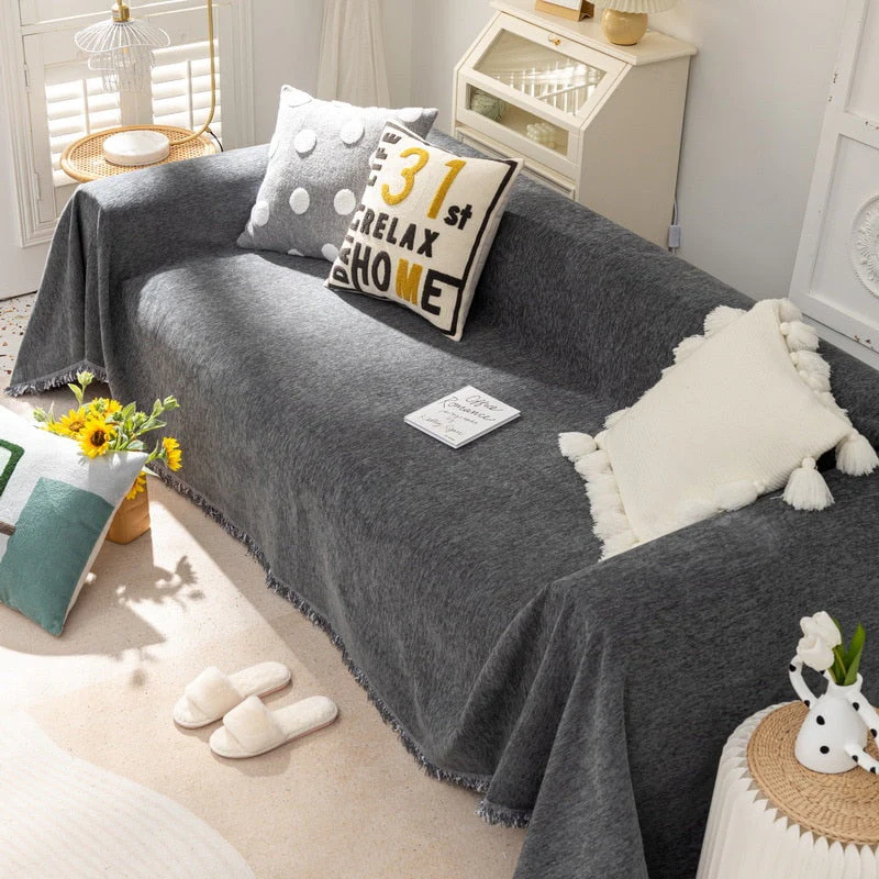 Thicken Chenille Sofa Throw Cover With Tassel Slipcovers Anti Cat Scratch Furniture Protector Bedspread Couch Towel Full Cover Blanket - Image 9