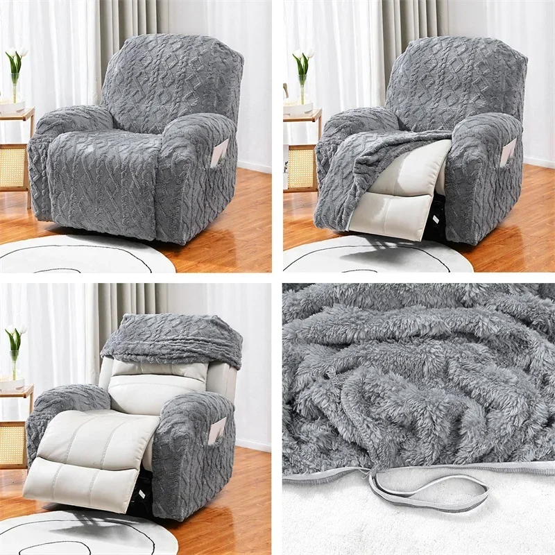 Thicken Plush Recliner Sofa Covers Soft Comfortable Lazy Boy Chair Covers Winter Warm Non Slip Sofa Slipcovers - Image 5