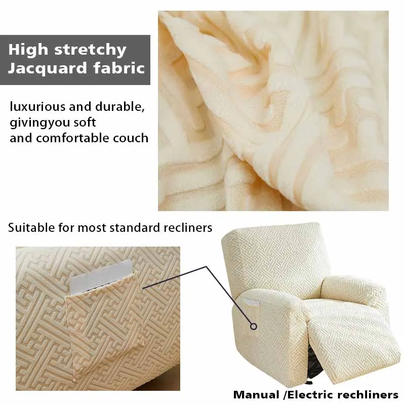 Thicken Recliner Chair Covers Stretch Jacquard Single Armchair Lazy Boy Sofa Relax Functional Sofa Slipcover Non-Slip 4 Pieces/set - Image 5