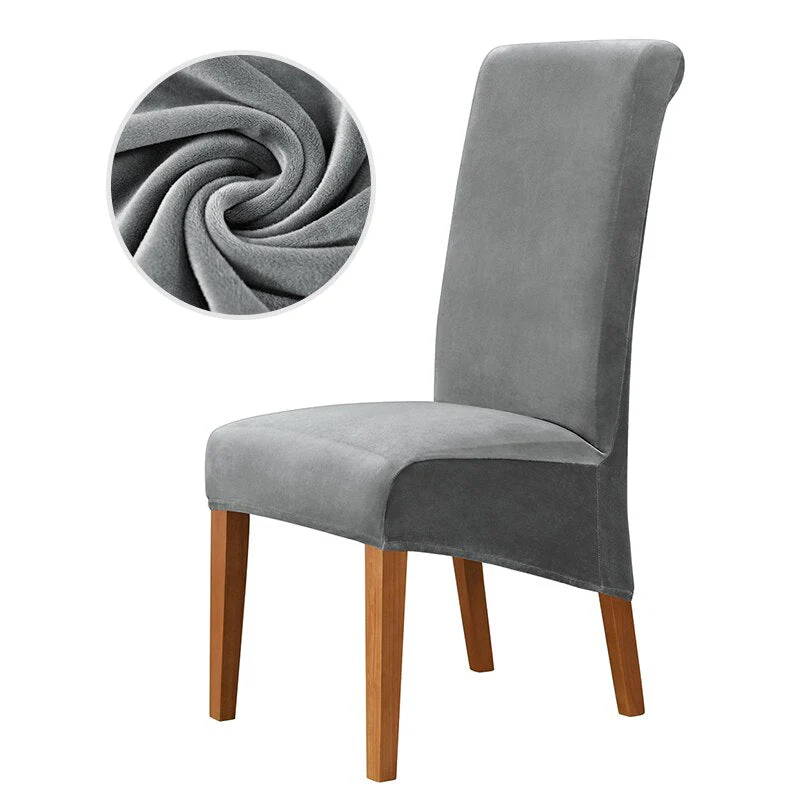 Velvet Chair Cover Stretch Dining Chair Cover Winter Warm Long Back Chair Cover Washable 2 Size Chair Cover For Kitchen Home - Image 12