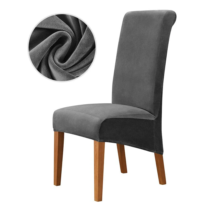 Velvet Chair Cover Stretch Dining Chair Cover Winter Warm Long Back Chair Cover Washable 2 Size Chair Cover For Kitchen Home - Image 13
