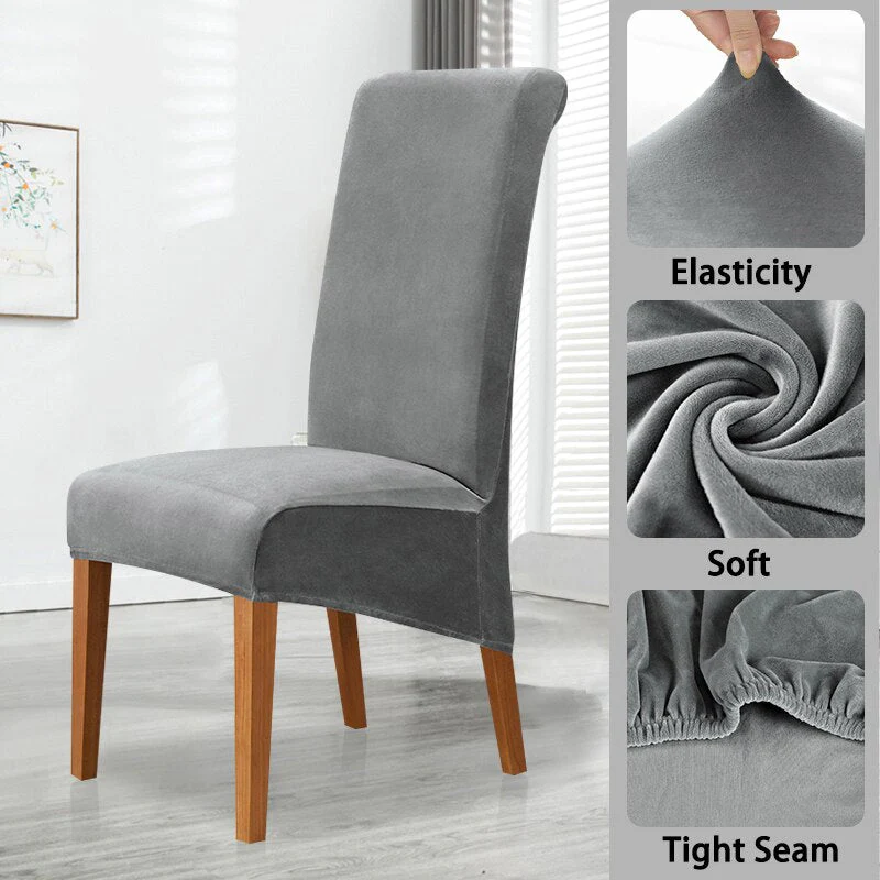Velvet Chair Cover Stretch Dining Chair Cover Winter Warm Long Back Chair Cover Washable 2 Size Chair Cover For Kitchen Home - Image 4