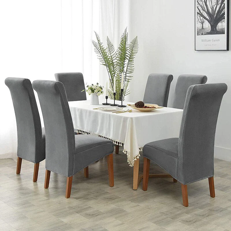 Velvet Chair Cover Stretch Dining Chair Cover Winter Warm Long Back Chair Cover Washable 2 Size Chair Cover For Kitchen Home - Image 5