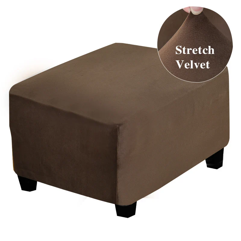 Velvet Fabric Square Ottoman Covers Stretch Footstool Covers Bench Storage Stool Cover Washable Furniture Protector Covers - Image 10