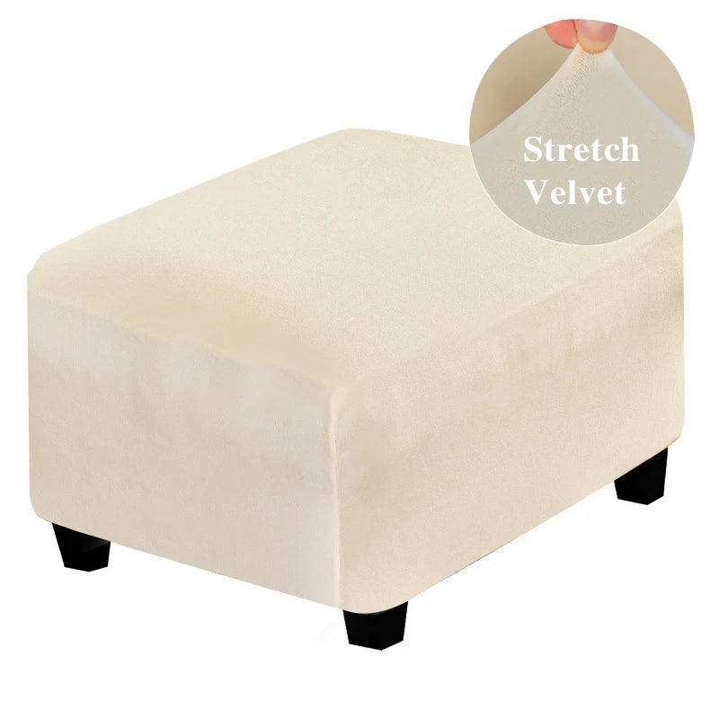 Velvet Fabric Square Ottoman Covers Stretch Footstool Covers Bench Storage Stool Cover Washable Furniture Protector Covers - Image 11